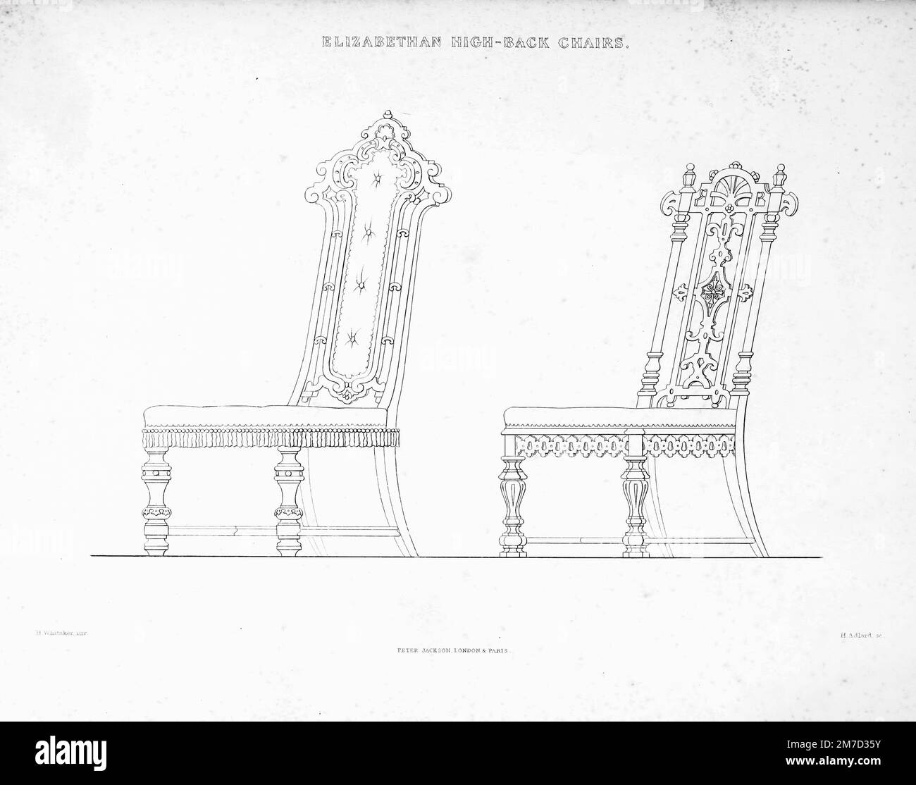 Two Highback Chairs, in the Elizabethan style, one with a stuffed, and