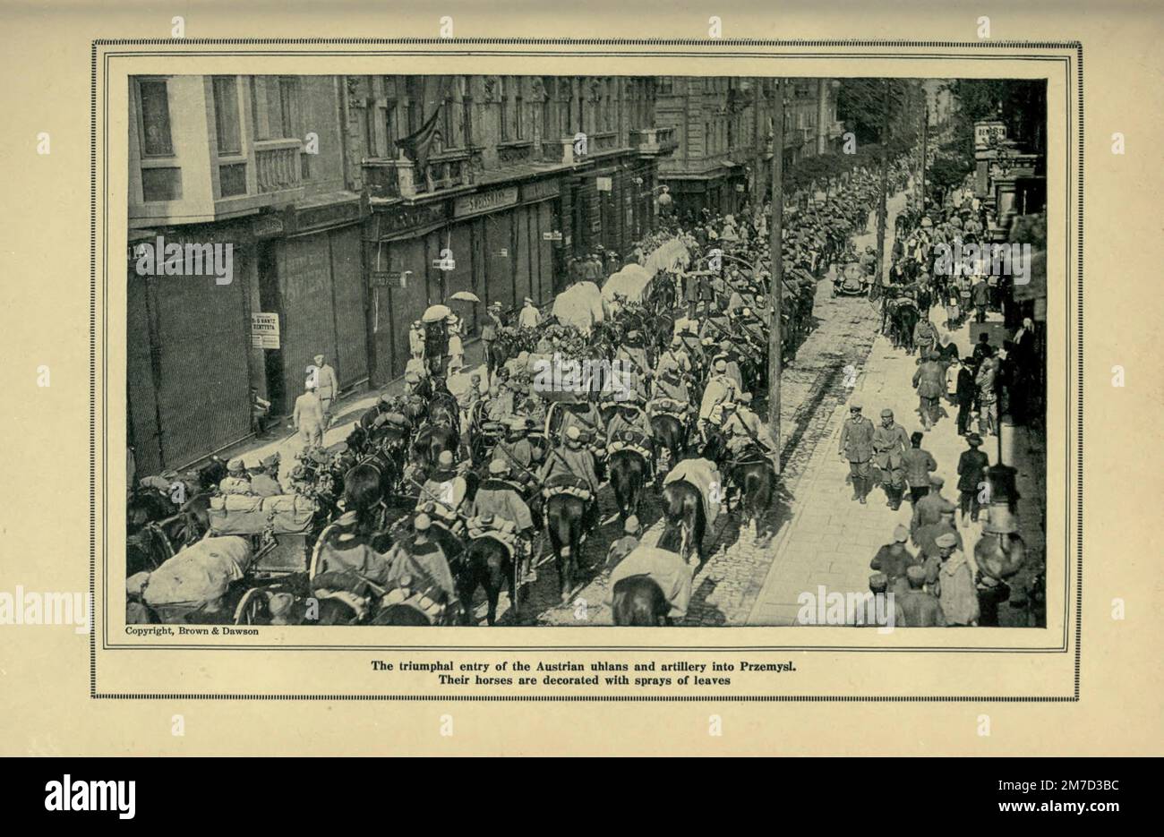Triumphal Entry of Austrians into Przemysl (Poland) from the book The story of the great war; the complete historical records of events to date DIPLOMATIC AND STATE PAPERS by Reynolds, Francis Joseph, 1867-1937; Churchill, Allen Leon; Miller, Francis Trevelyan, 1877-1959; Wood, Leonard, 1860-1927; Knight, Austin Melvin, 1854-1927; Palmer, Frederick, 1873-1958; Simonds, Frank Herbert, 1878-; Ruhl, Arthur Brown, 1876-  Volume III Published 1920 Stock Photo