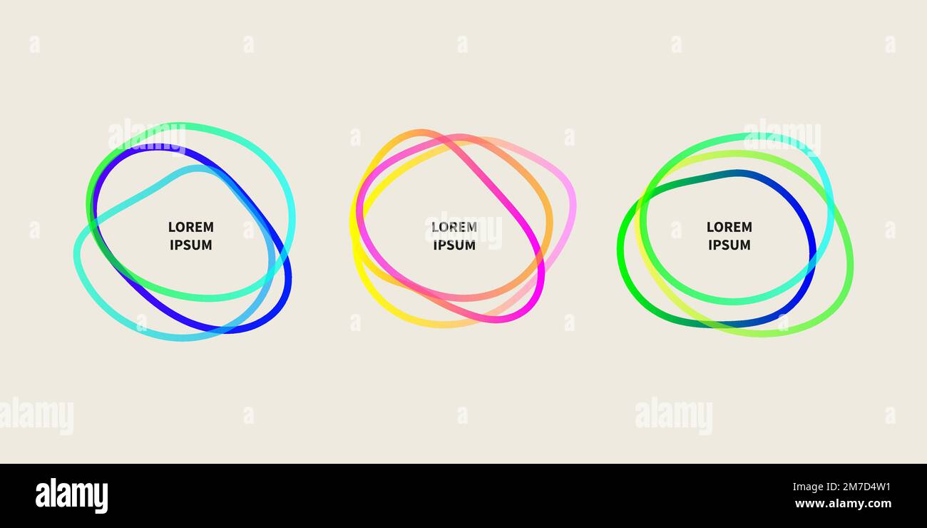 Label, organic shapes, abstract web frame, border. Set of round random ...