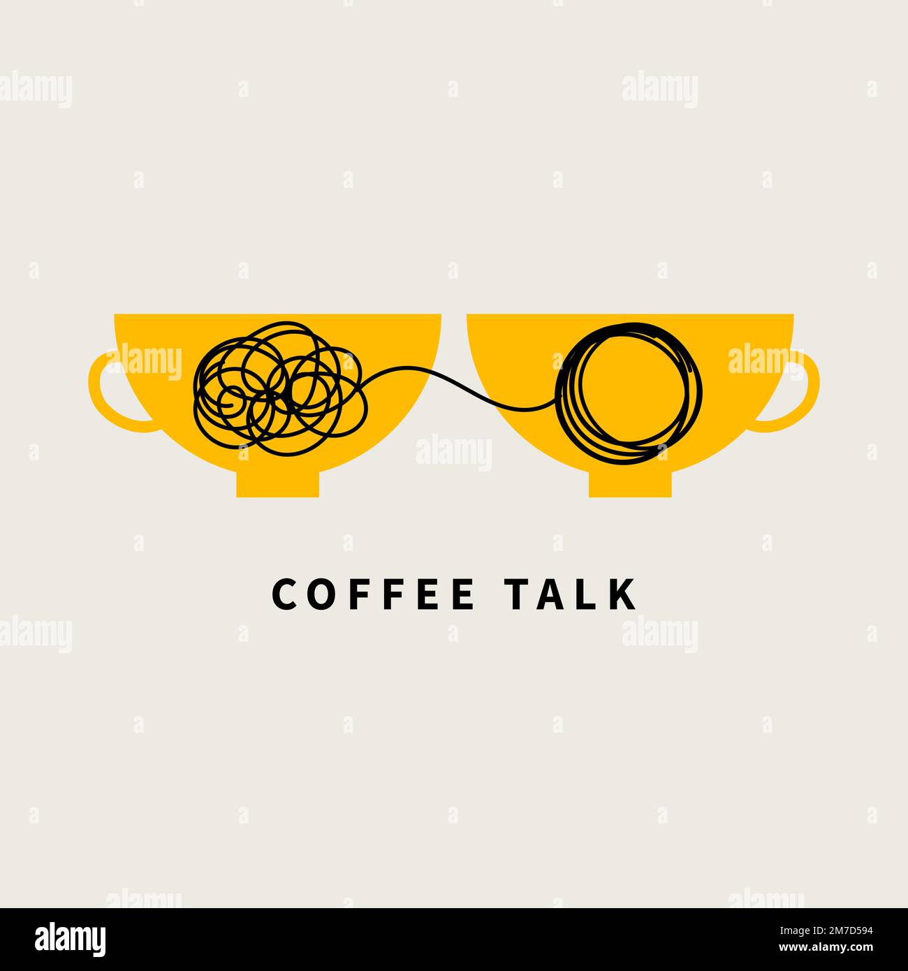 Coffee talk two cups logo, meeting icon. Two mugs Stock Vector Image