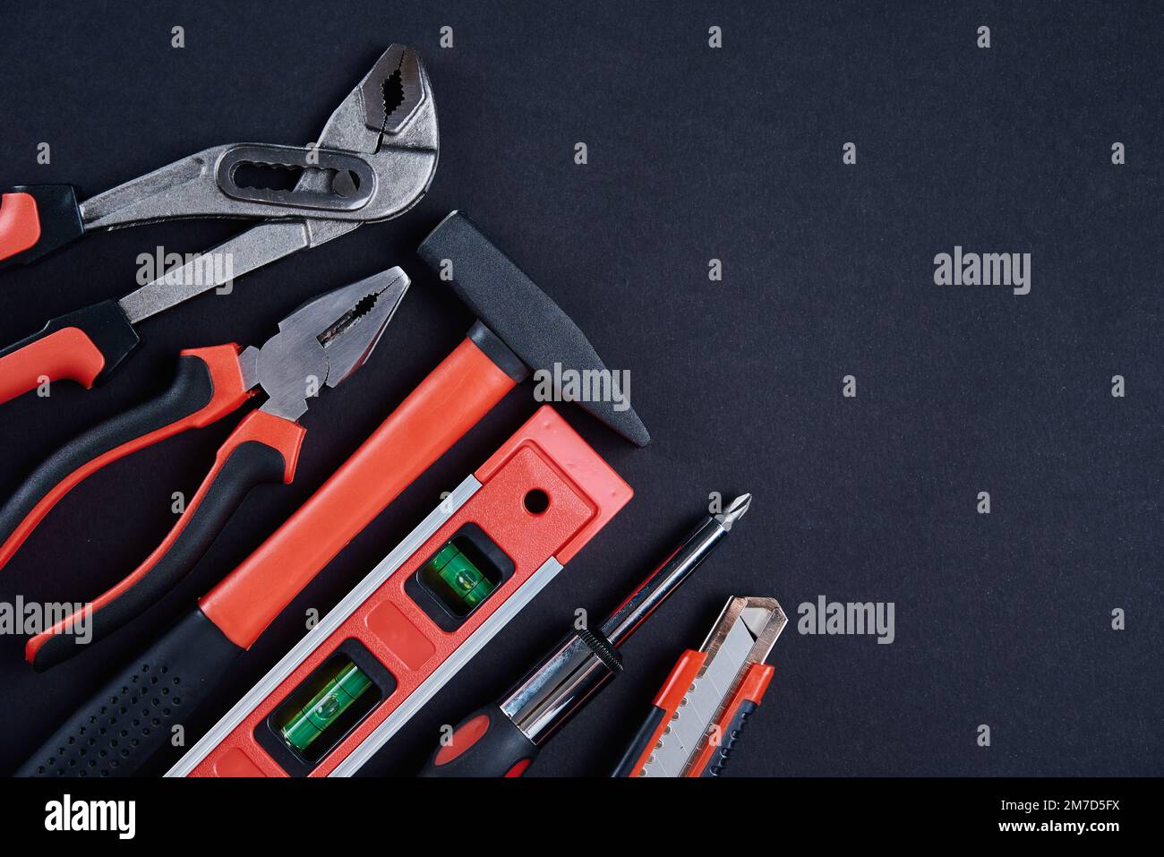 Set of hand instruments for repair, close up. Tools for maintenance