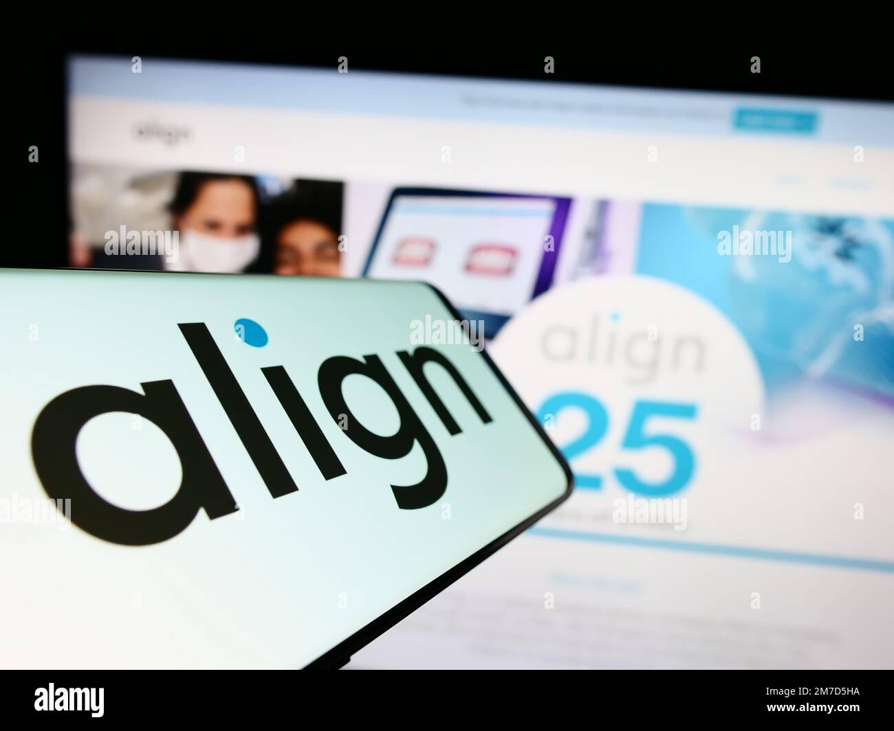 Mobile phone with logo of American orthodontics company Align