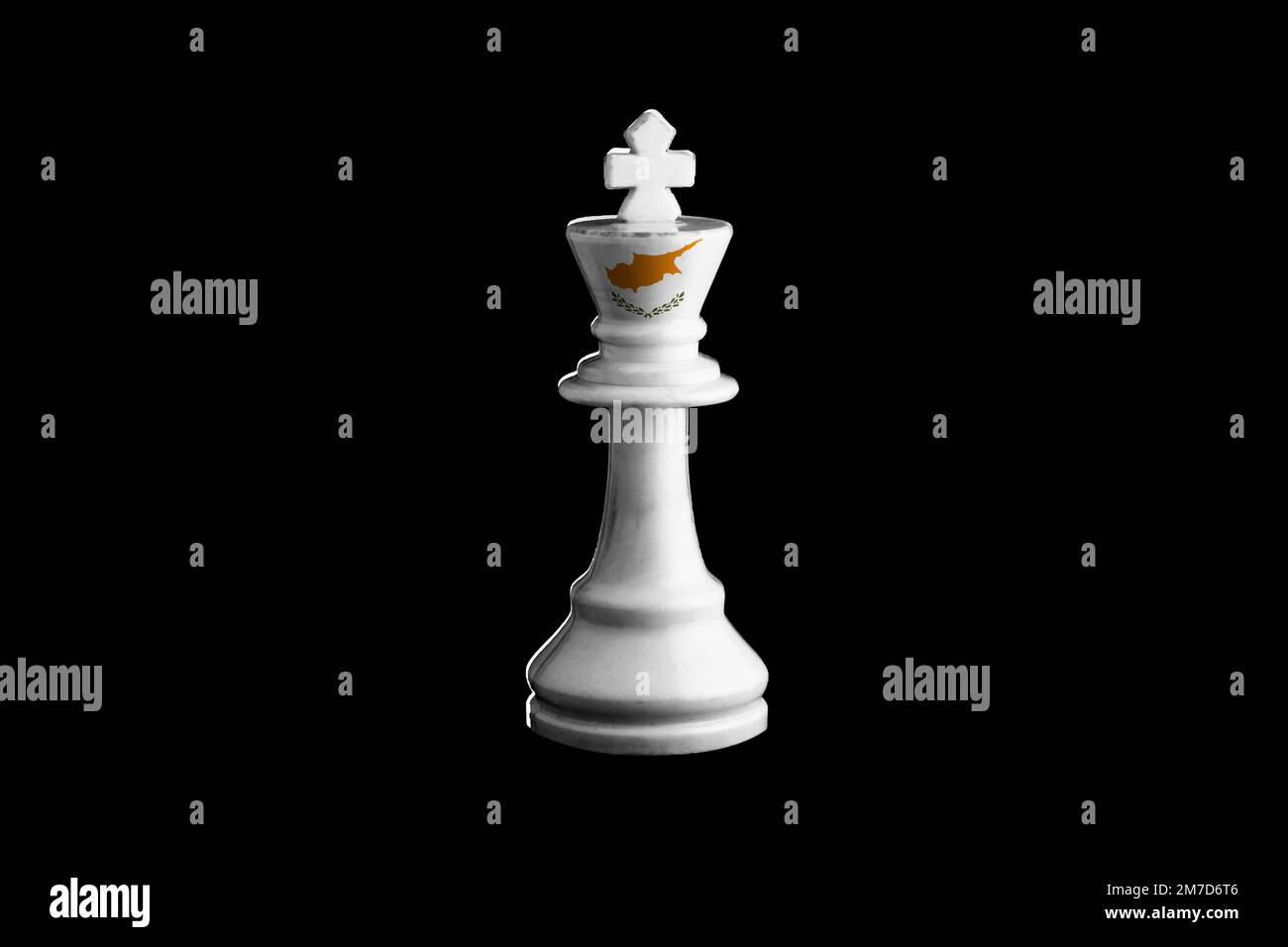 Cyprus flags paint over on chess king. 3D illustration. Stock Photo