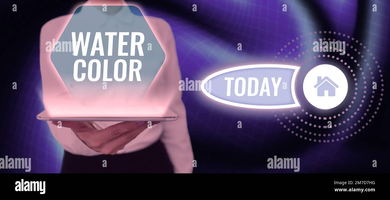 Text caption presenting Water Color. Concept meaning watersoluble