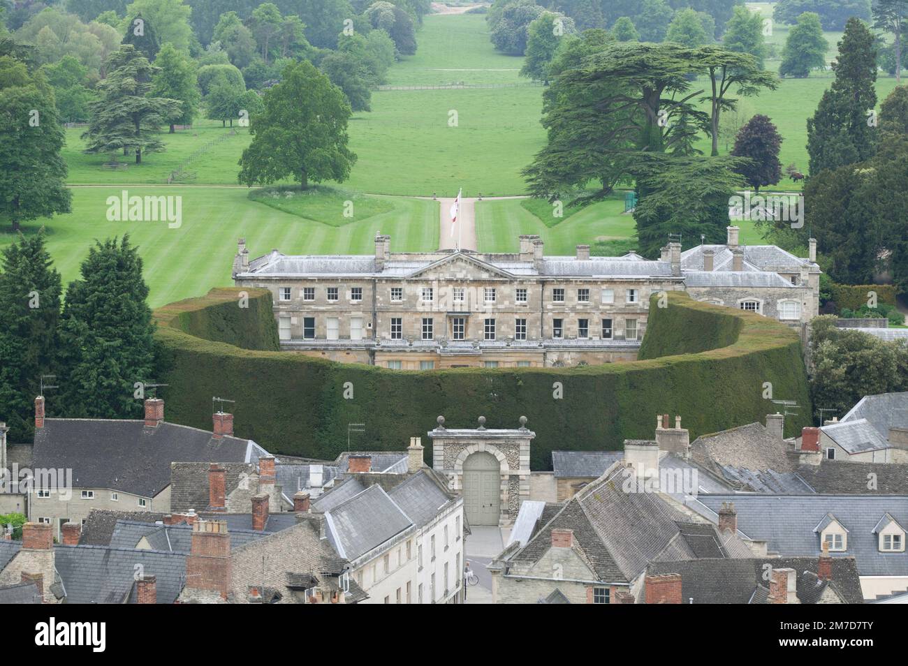 The Bathurst estate and house hidden behind a large hedge in the centre