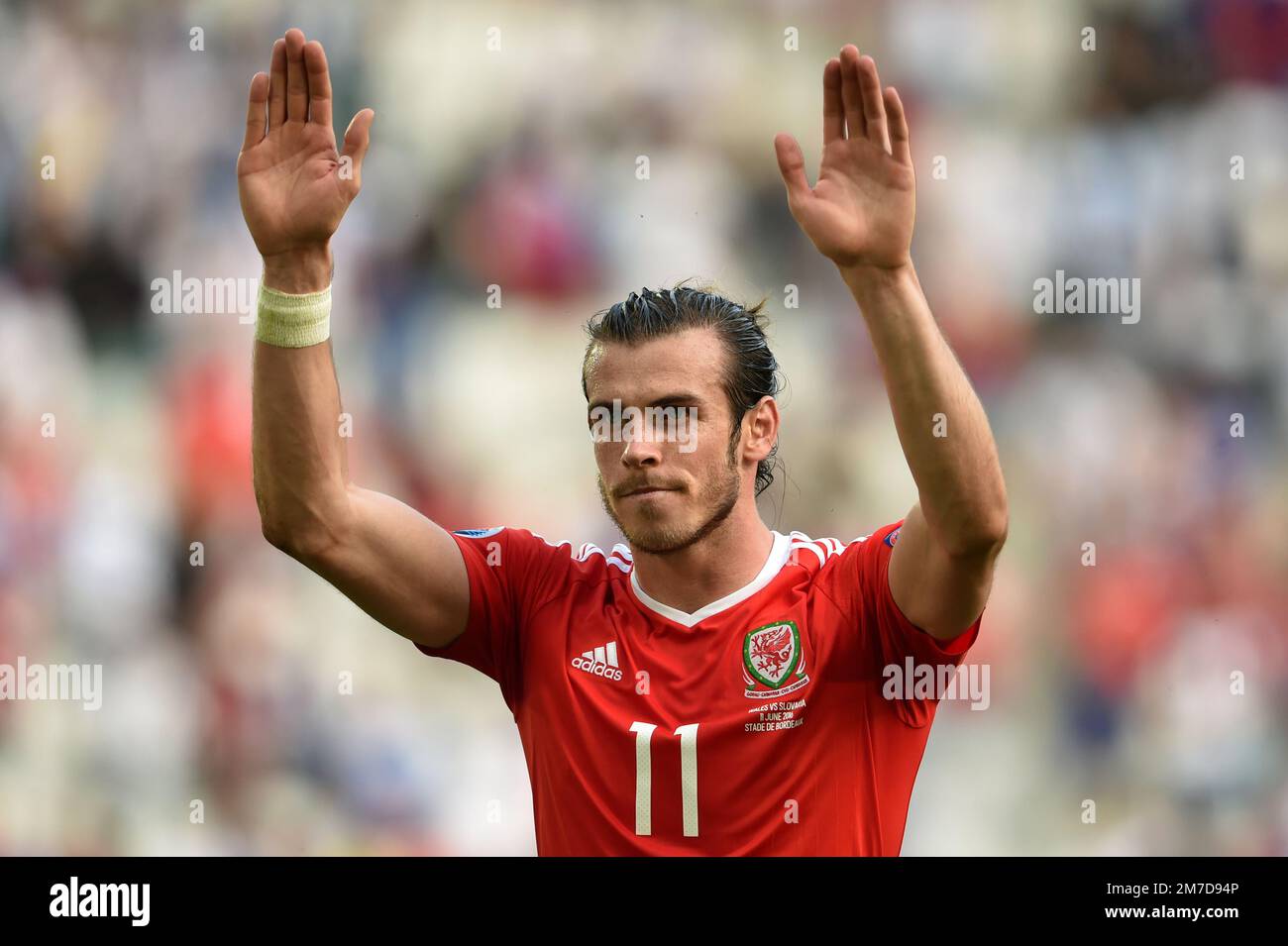 File photo dated 11-06-2016 of Wales' Gareth Bale acknowledges supporters. Wales captain Gareth Bale has announced his retirement from club and international football. Issue date: Monday January 9, 2023. Stock Photo