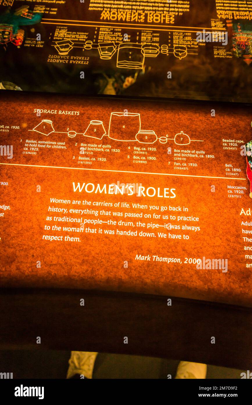 Traditional values for women, Native American culture and tradition, National Museum of the American Indian, Washington, D.C., USA Stock Photo