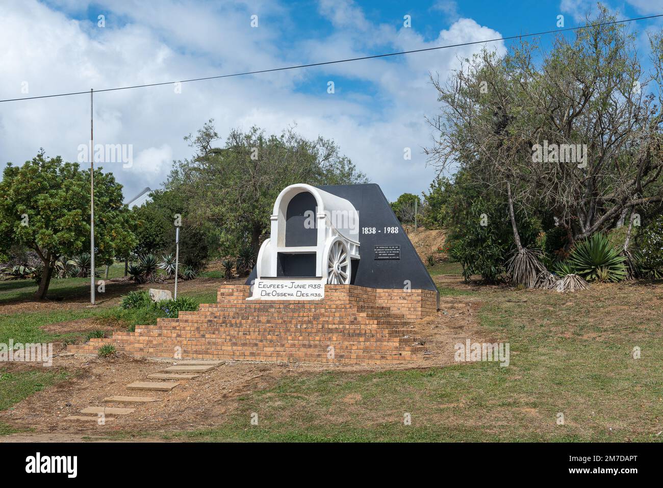 Napier, South Africa - Sep 23, 2022: The Great Trek Monument, resembling an ox wagon, in Napier in the Western Cape Province Stock Photo