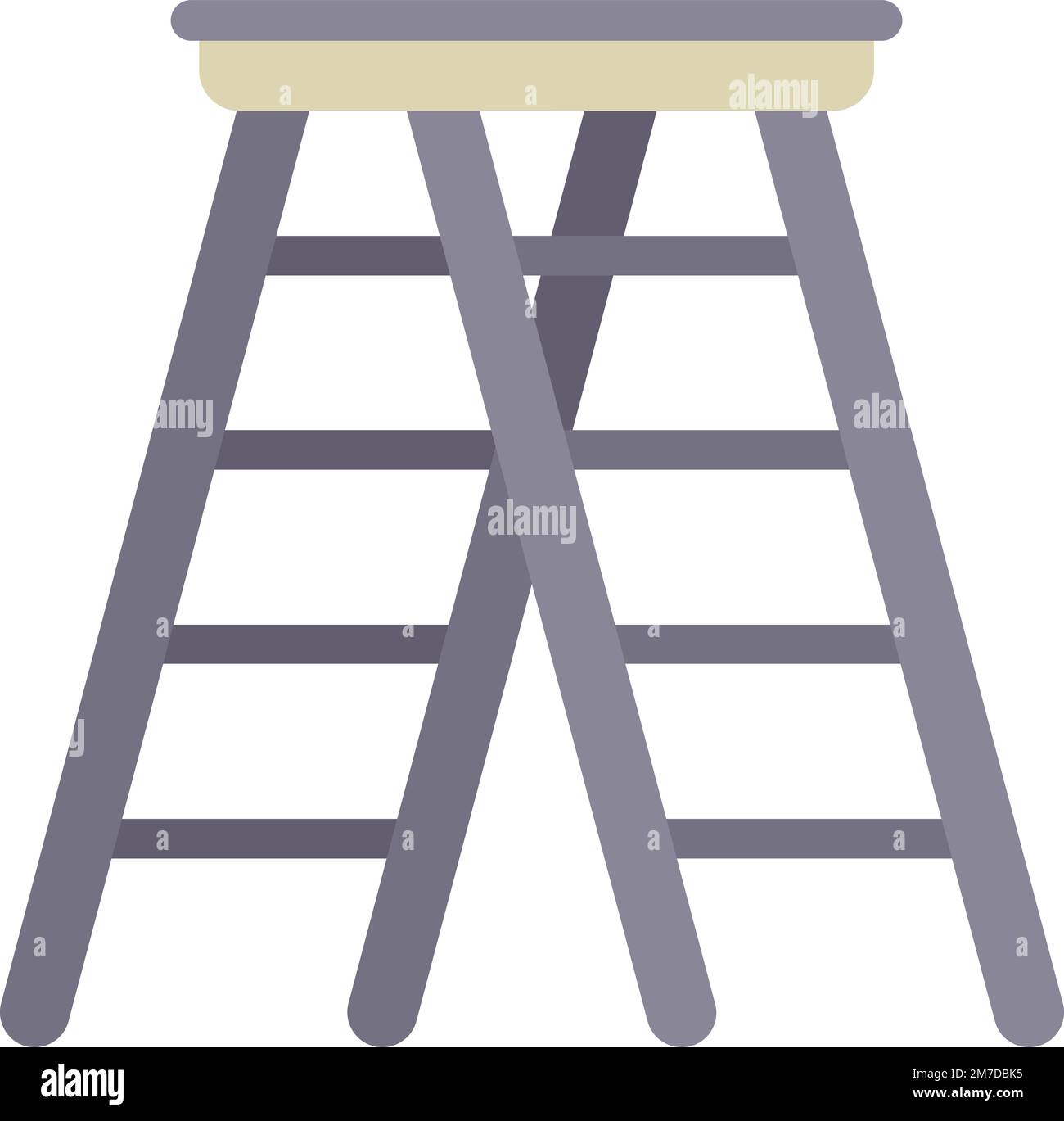 Construction ladder icon flat vector. Wooden step. Metal stair isolated ...