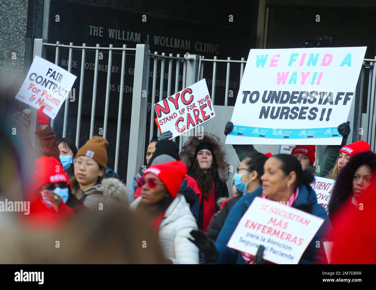 New York City nurses on strike at The Mount Sinai hospital in New York