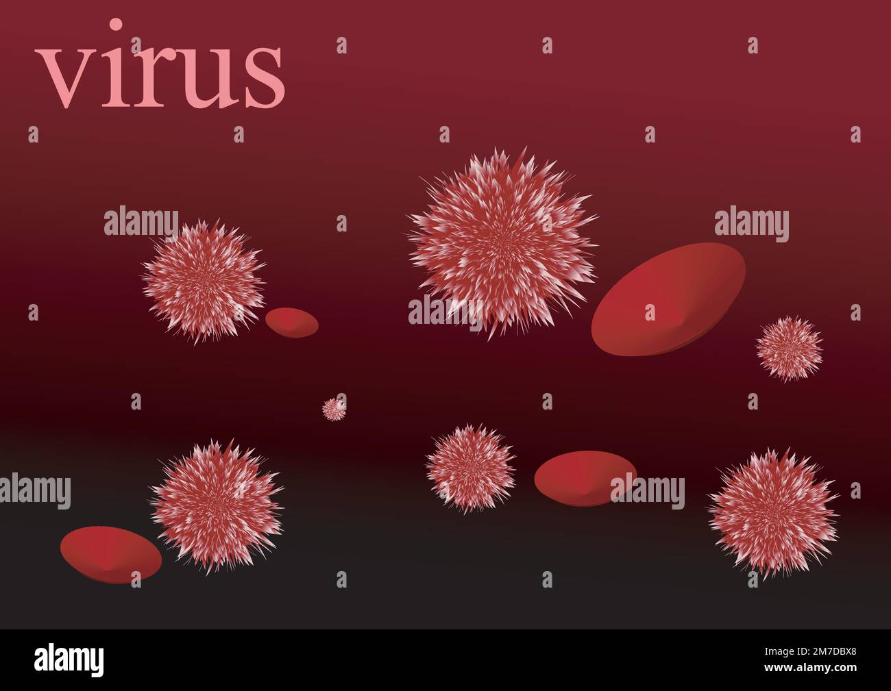 novel coronavirus (2019-NCoV)Covid virus 19-NCP.Coronavirus NCoV is shown as a single stick RNA virus background with real 3D red and white viral cell Stock Vector