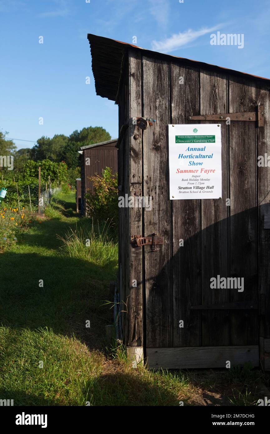 Local flower show poster on an old wodden shed on an allotment Stock ...