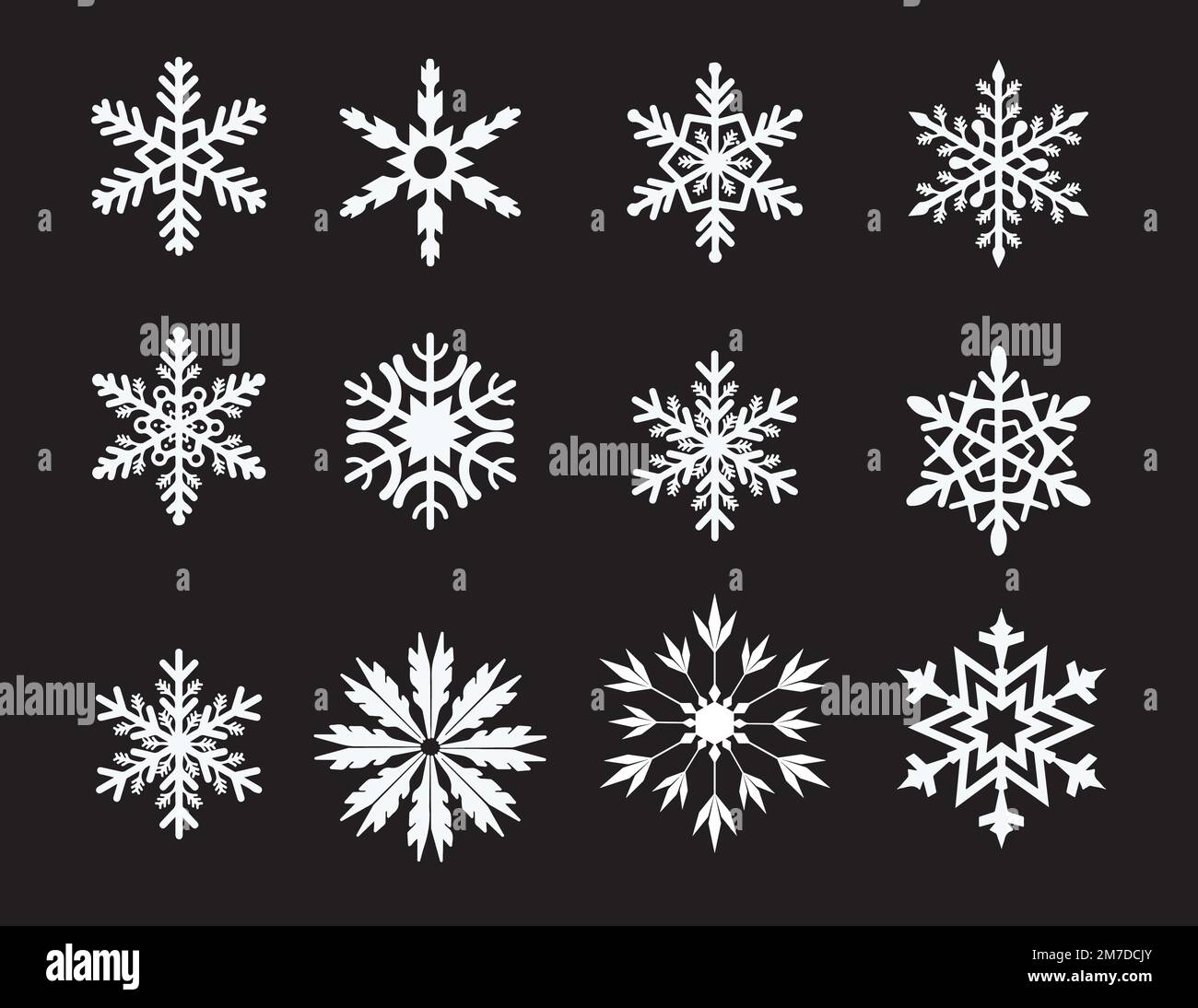 Hello, winter border, snow night. Falling snowflakes on dark blue background. Snowfall vector illustration. Stock Vector