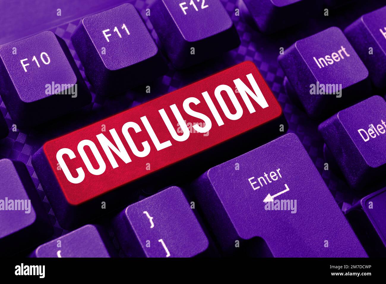 Sign displaying Conclusion. Concept meaning Results analysis Final