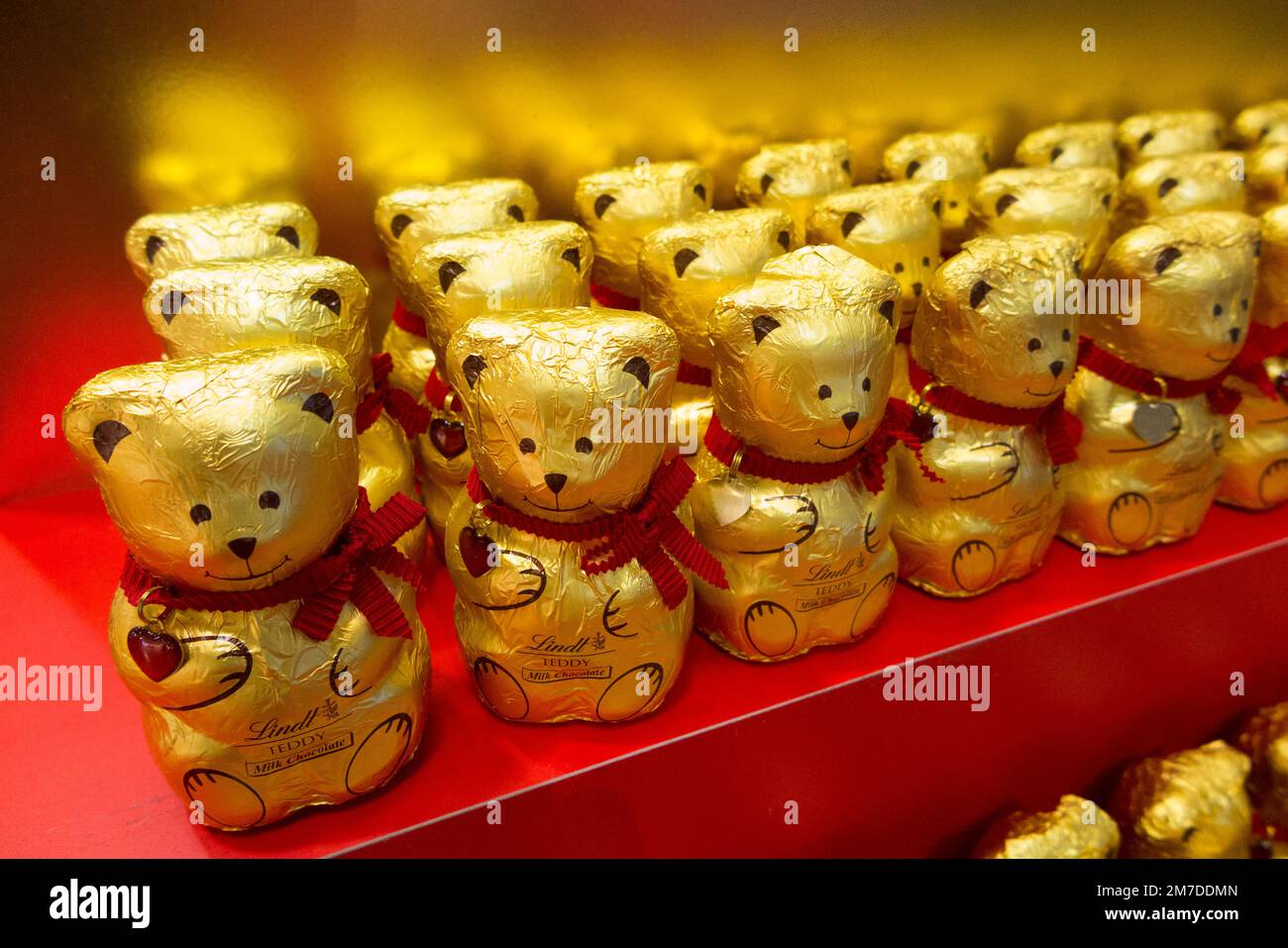 Foil wrapped chocolate Teddy bear made by premium chocolate maker Lindt