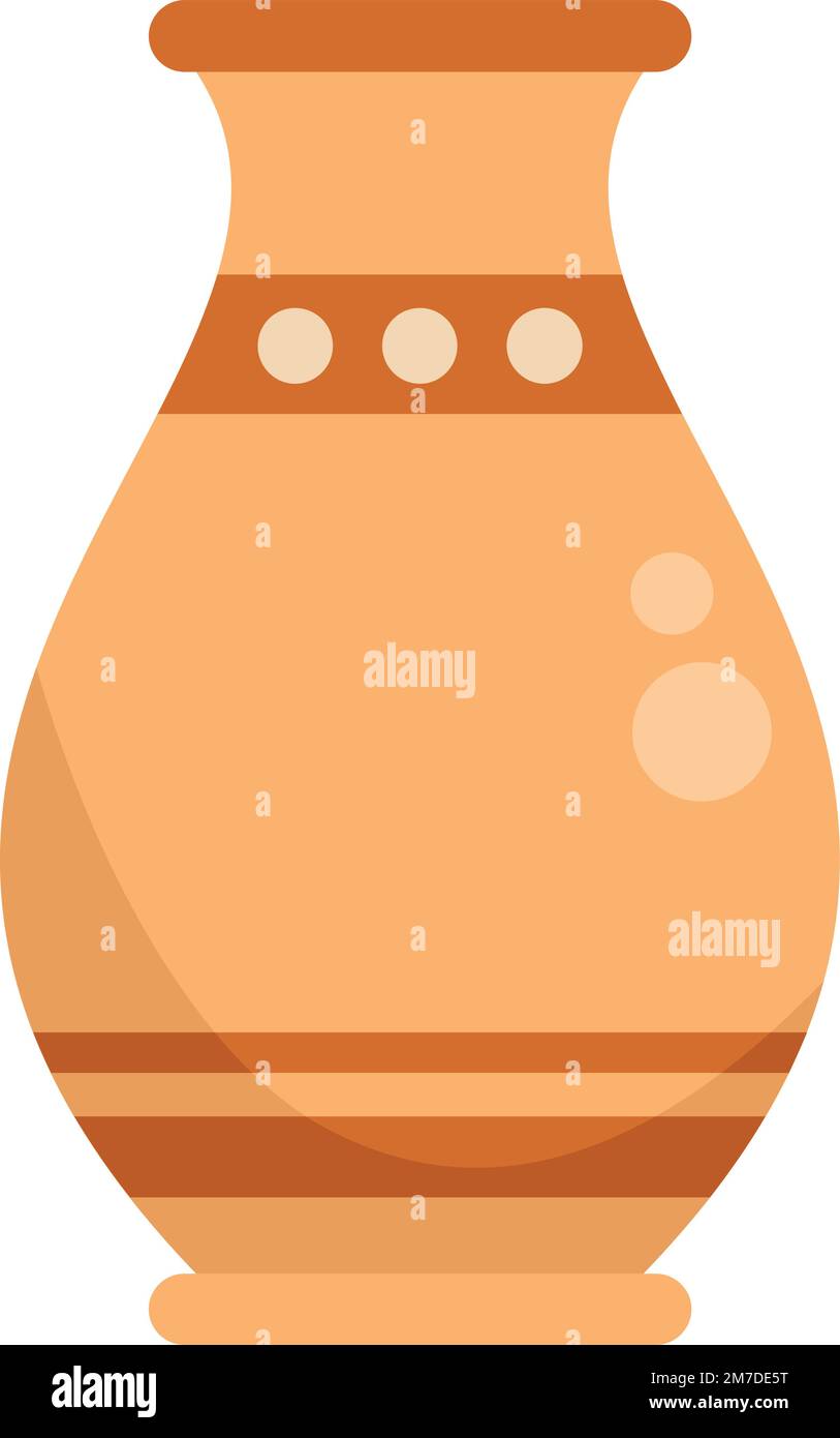 Amphora vase icon flat vector. Old pottery. Water glass isolated Stock