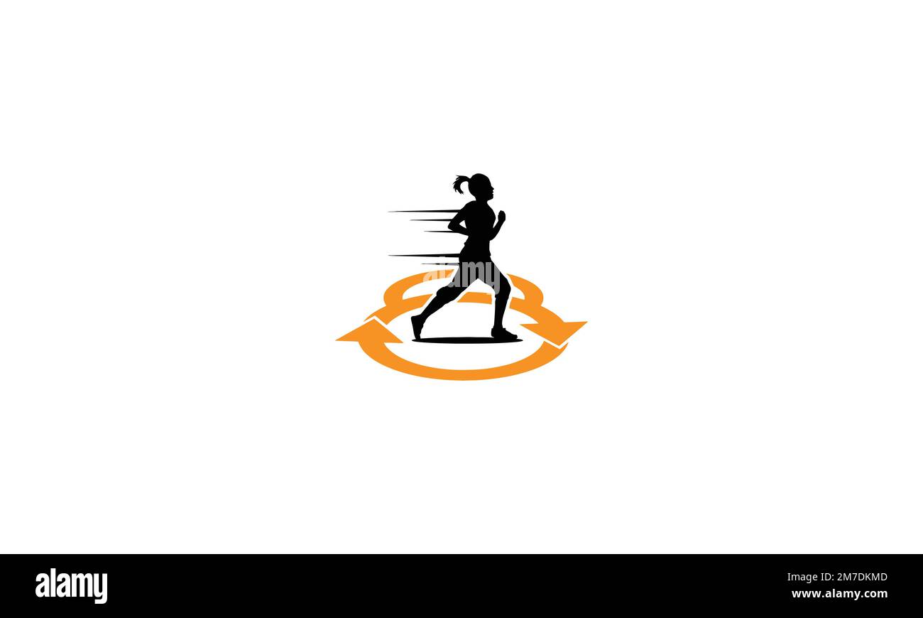 A vector illustration of a running sports logo design on the white background Stock Vector Image