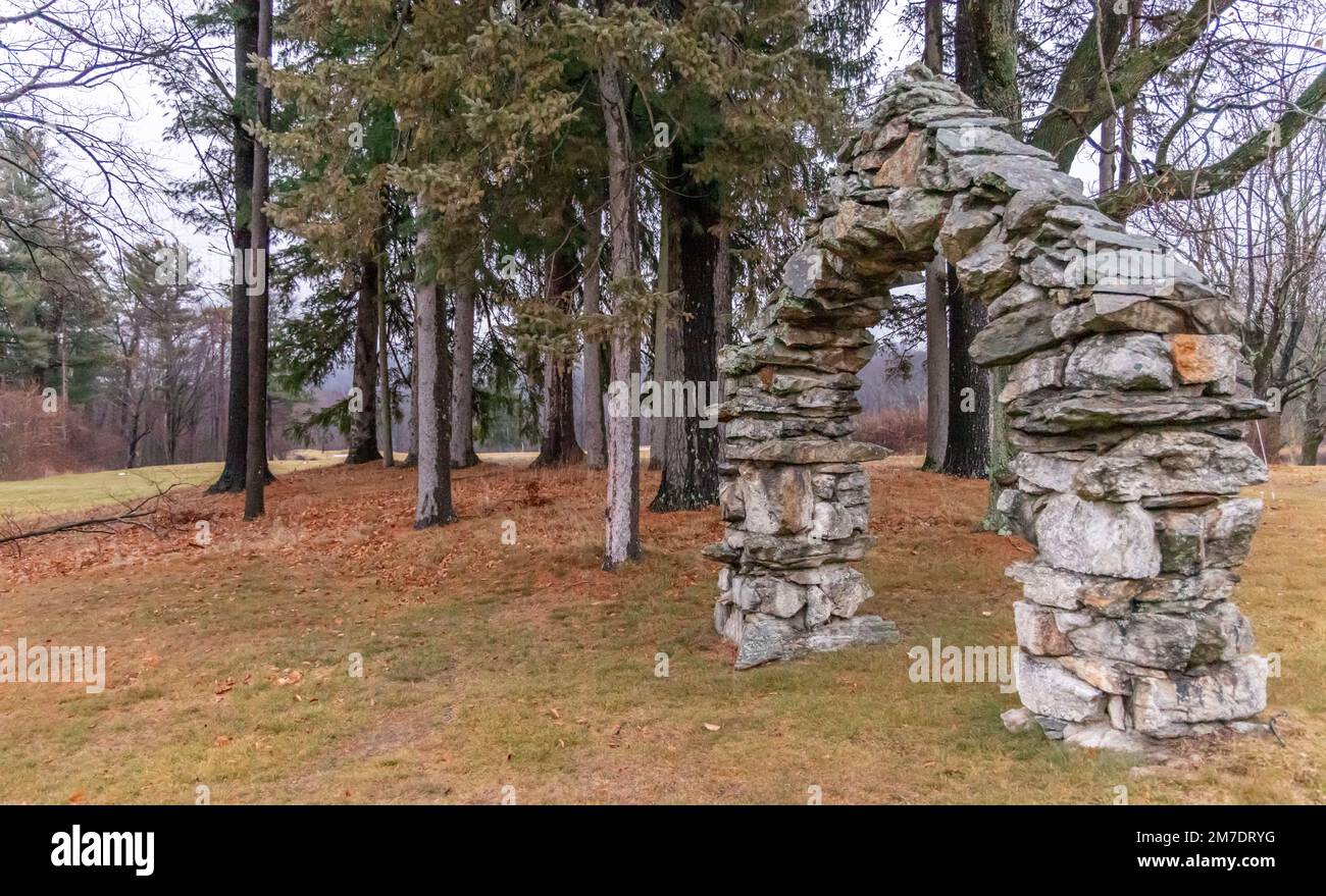 Field stone archway at the Garrison, Garrison, NY Stock Photo