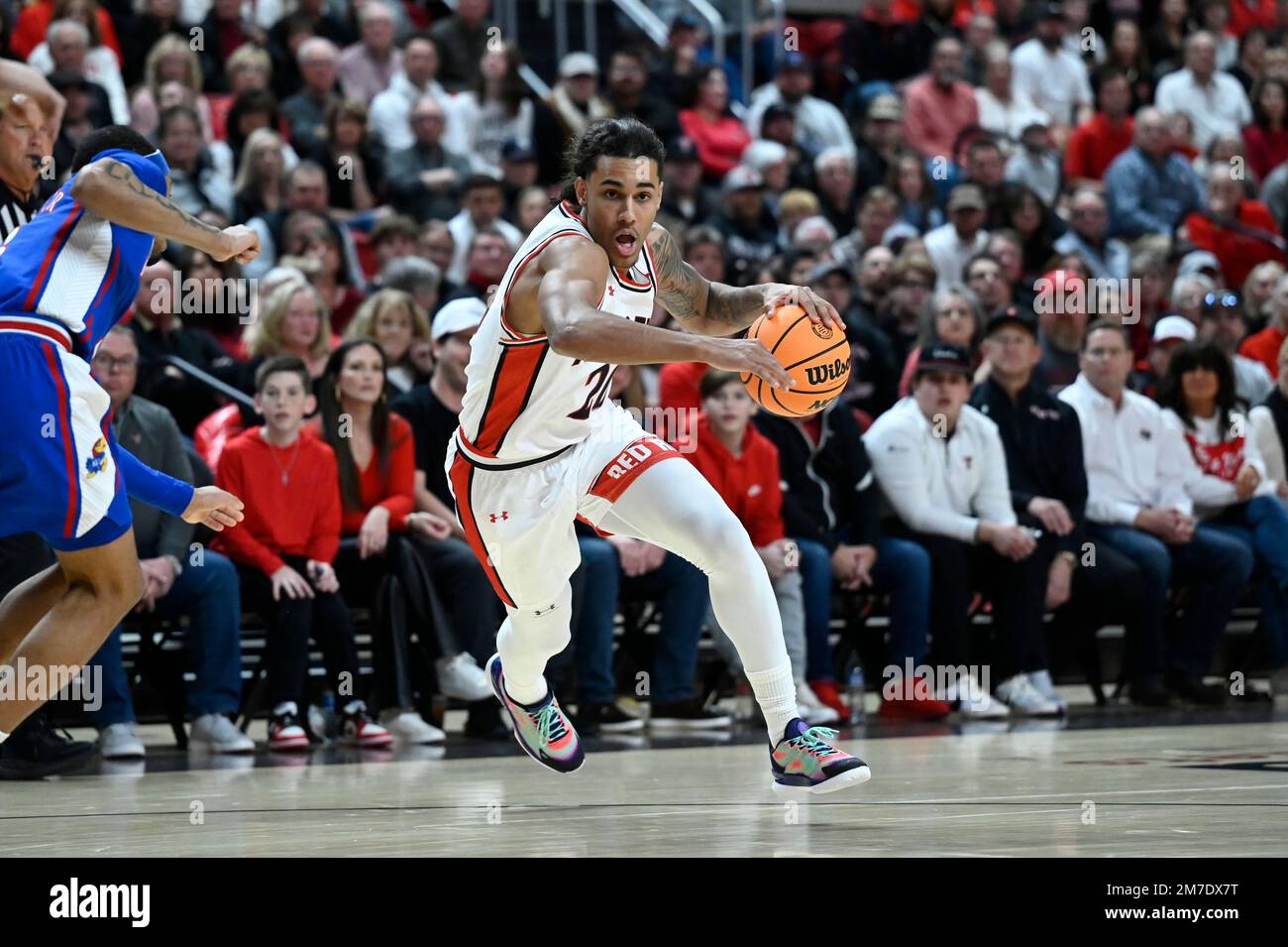 Texas Tech Guard Jaylon Tyson Controls The Ball Against Kansas During ...