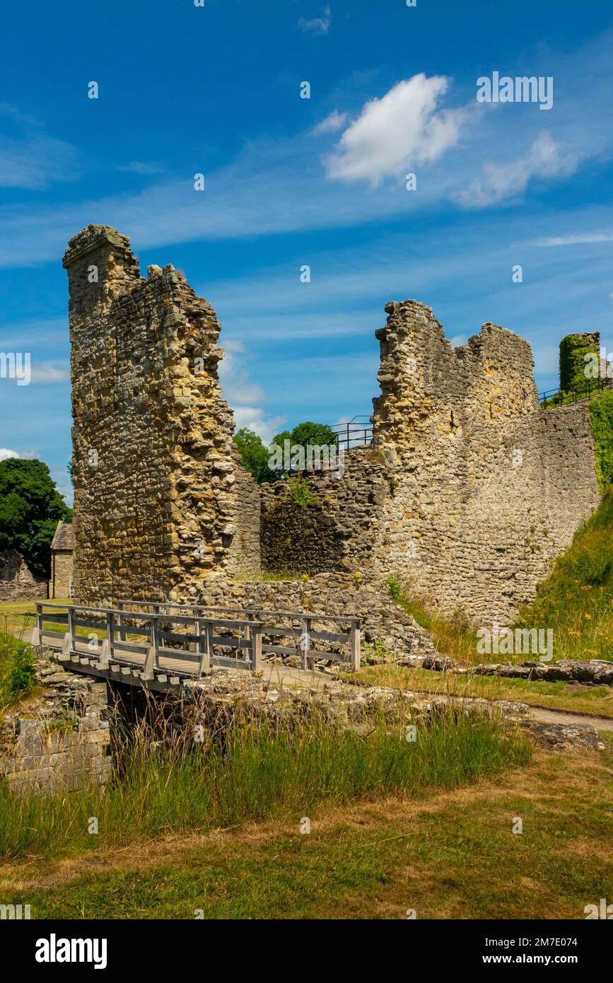 Remains of Pickering Castle a motte and bailey fortification in North Yorkshire England UK originally built by the Normans in 1070. Stock Photo