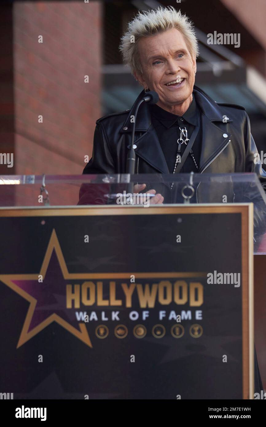 Musician Billy Idol address the crowd during a ceremony to award him a