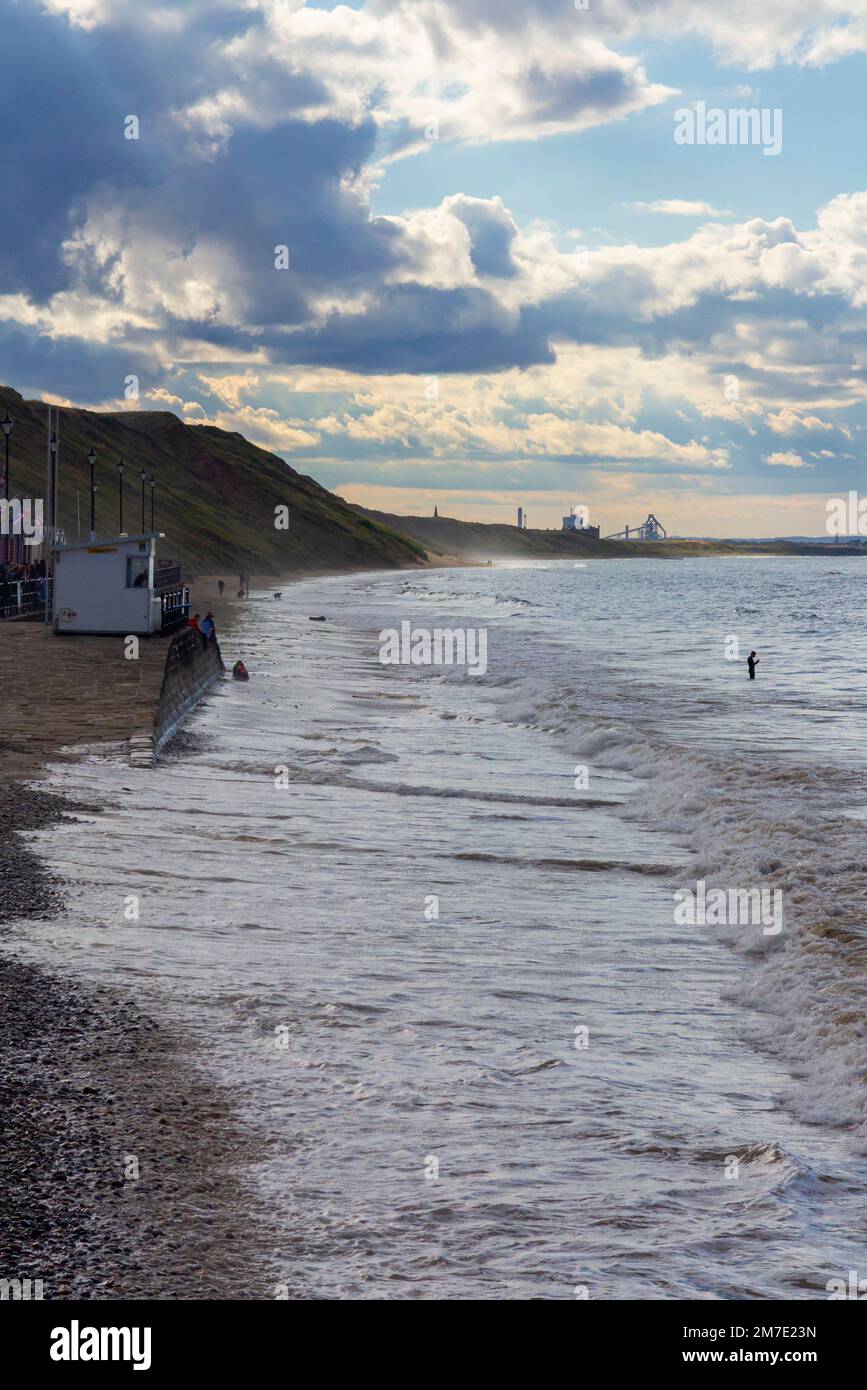 Summer view of the sea and beach to the north of Saltburn-by-the-Sea near Redcar in NorthYorkshire England UK. Stock Photo