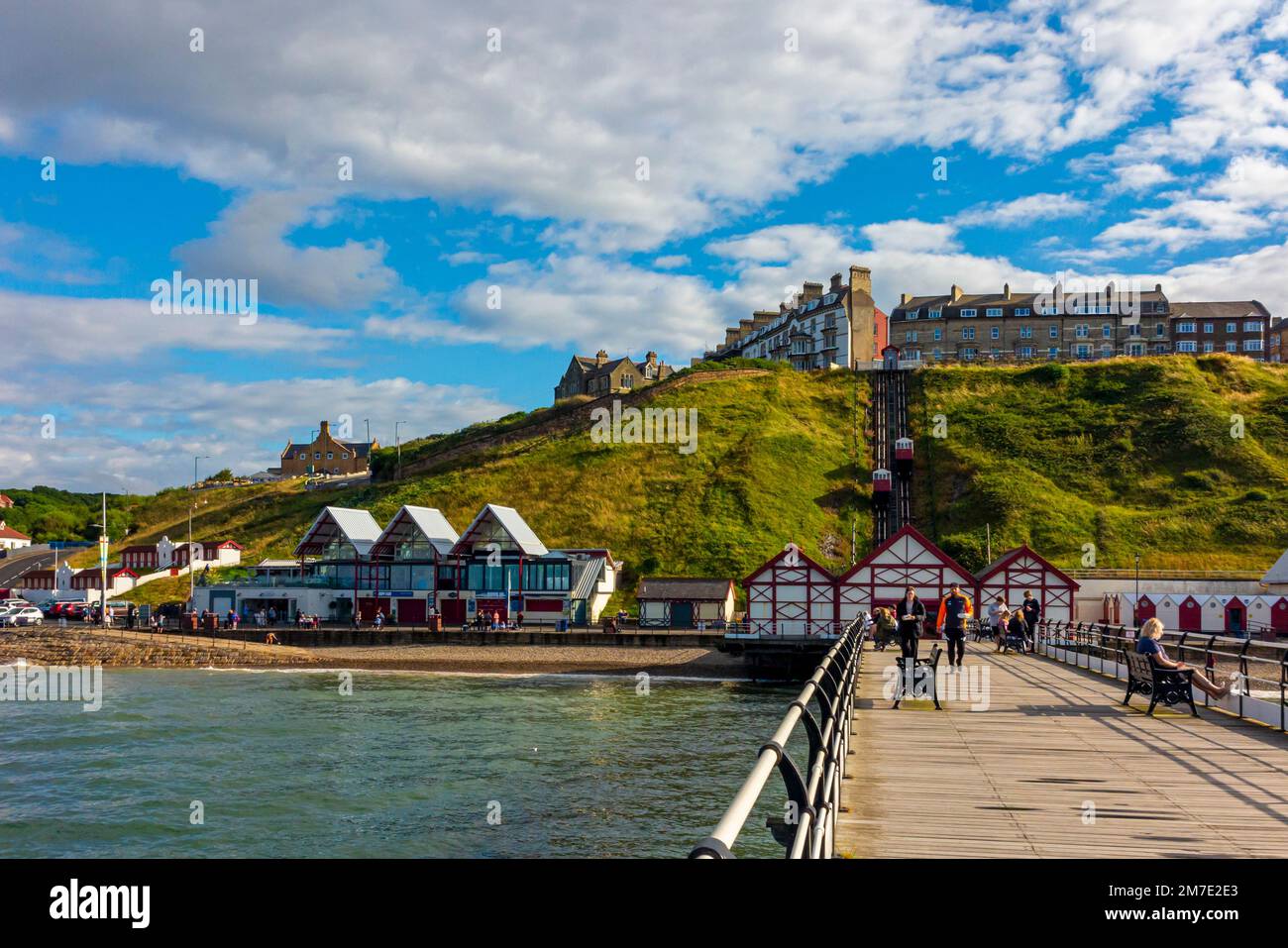 Saltburn Pier in Saltburn-by-the-Sea near Redcar in NorthYorkshire England UK built in 1869 by John Anderson now the last remaining pier in Yorkshire. Stock Photo