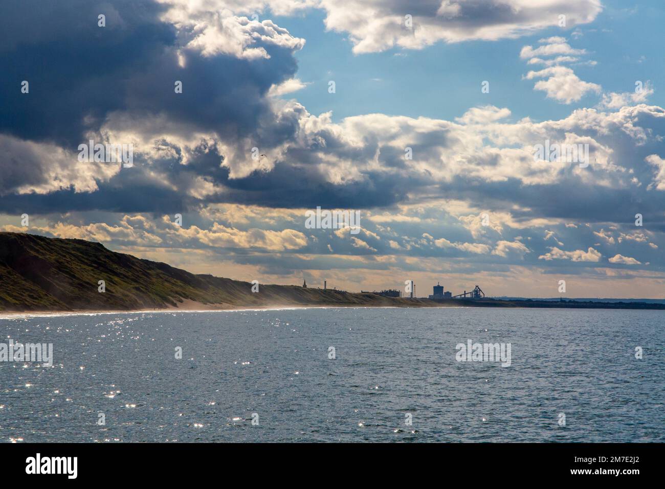 Summer view of the sea and beach to the north of Saltburn-by-the-Sea near Redcar in NorthYorkshire England UK. Stock Photo