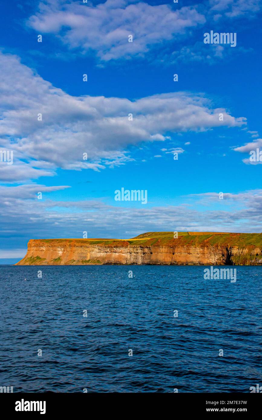 Summer view of the sea and cliffs to the south of Saltburn-by-the-Sea near Redcar in NorthYorkshire England UK Stock Photo