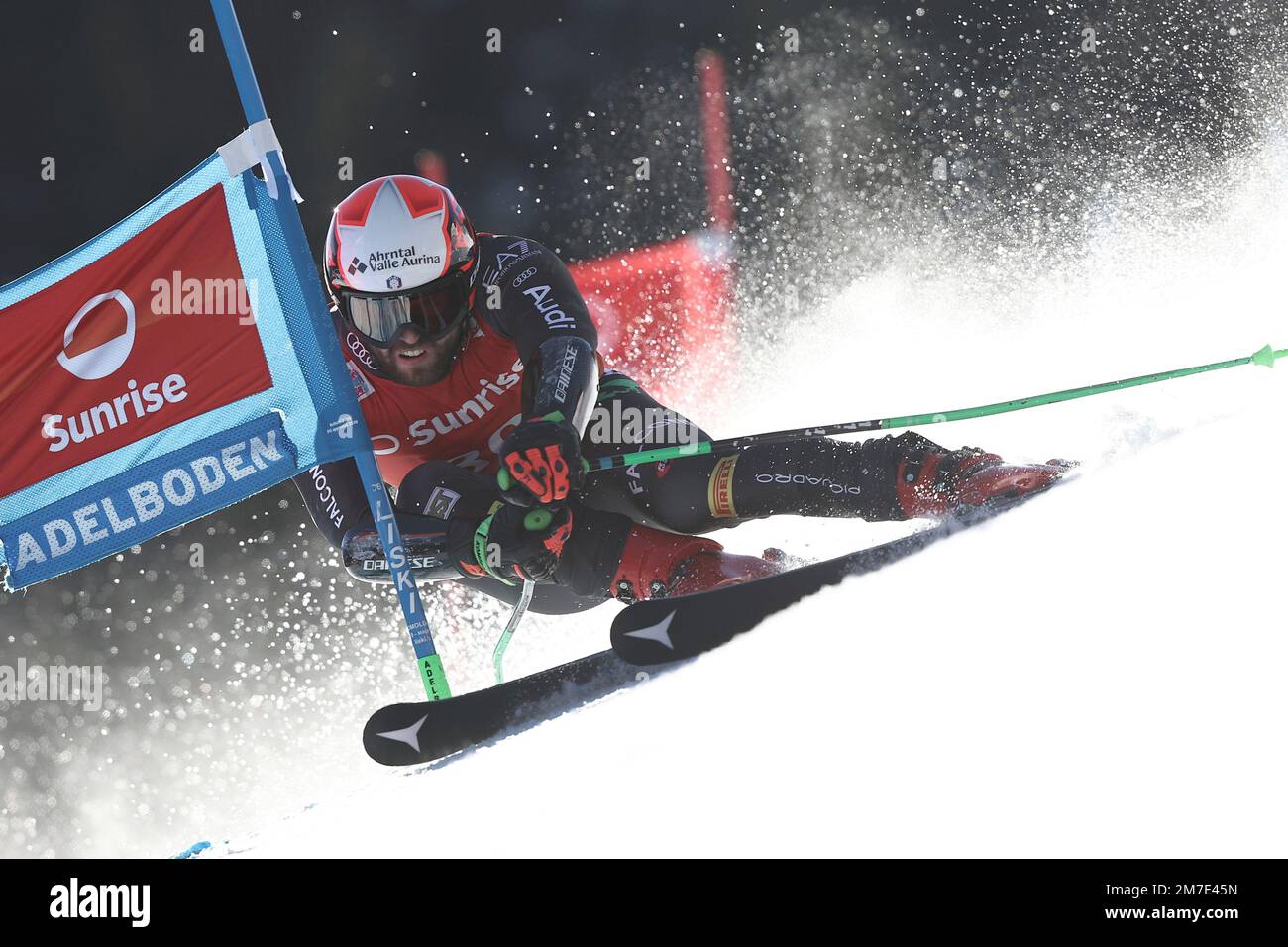 Italy's Simon Maurberger speeds down the course during an alpine ski