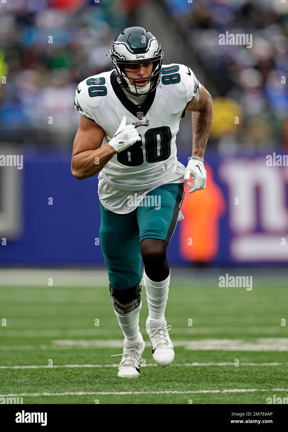 Philadelphia Eagles tight end Tyree Jackson (80) runs against the