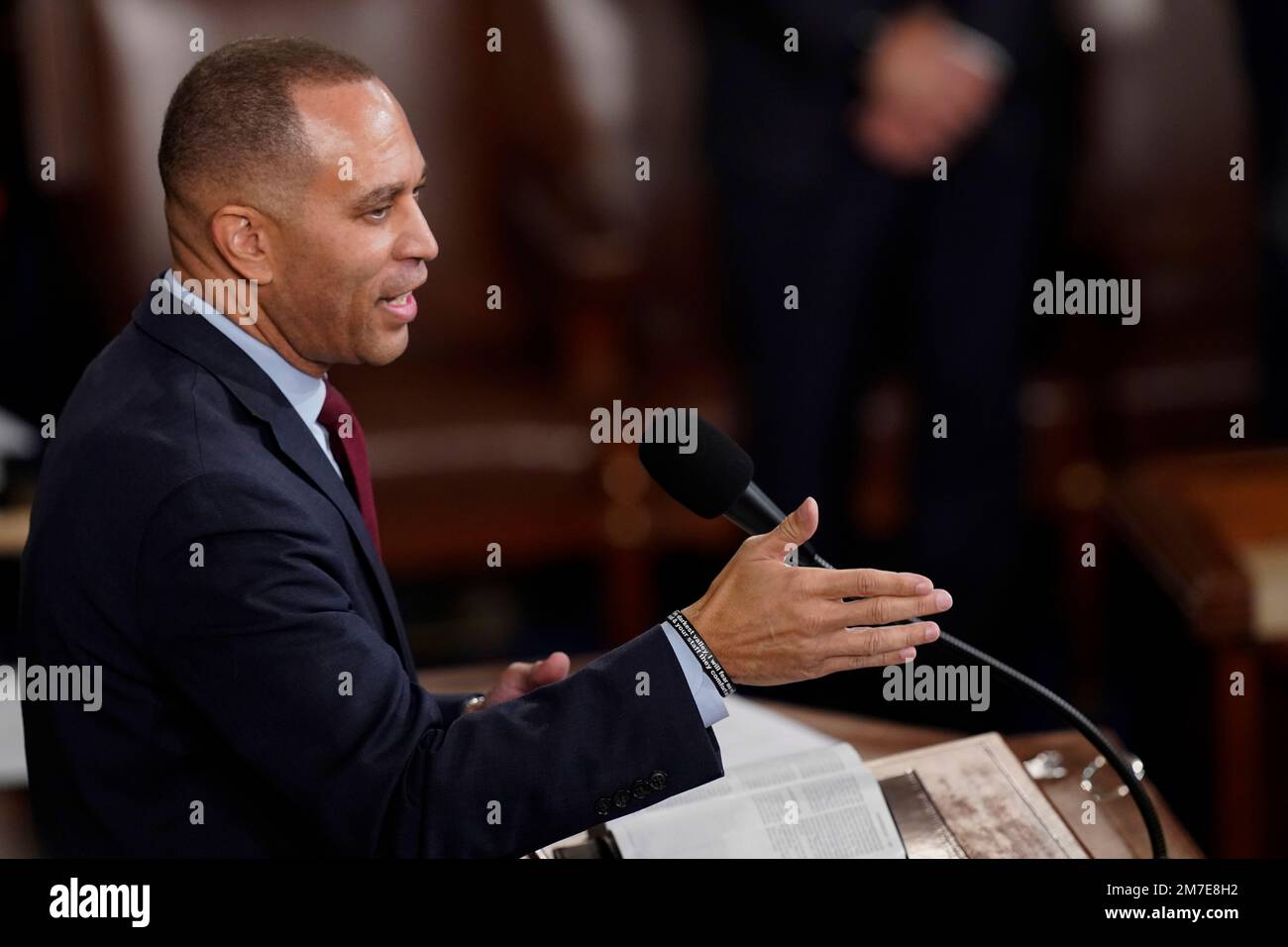 Rep. Hakeem Jeffries, D-N.Y., speaks in the House chamber after the ...