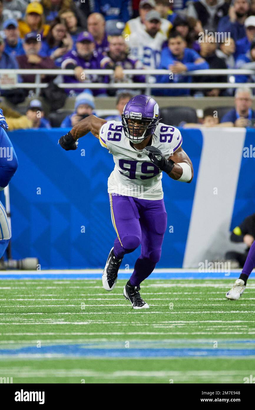 Minnesota Vikings linebacker Danielle Hunter (99) in action during the  second half of an NFL football game against the New York Jets, Sunday, Dec.  4, 2022 in Minneapolis. (AP Photo/Stacy Bengs Stock