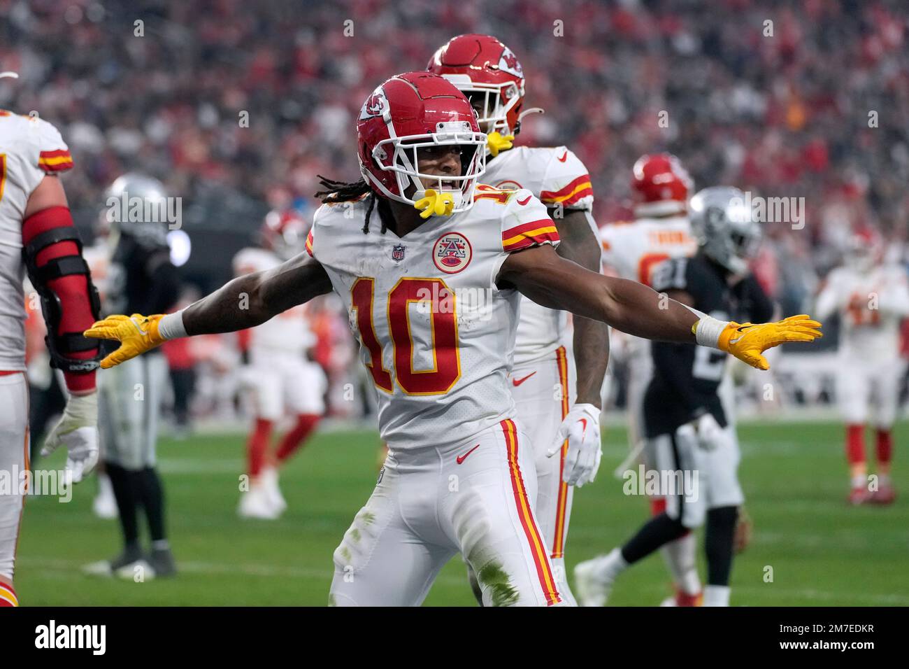 Kansas City Chiefs running back Isiah Pacheco celebrates after scoring ...