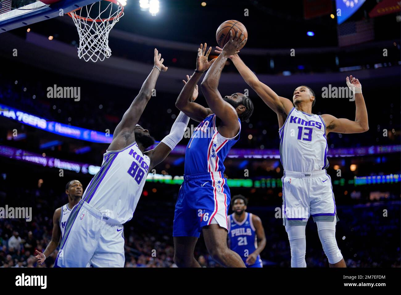 Neemias Queta of the Sacramento Kings dunks the ball against the