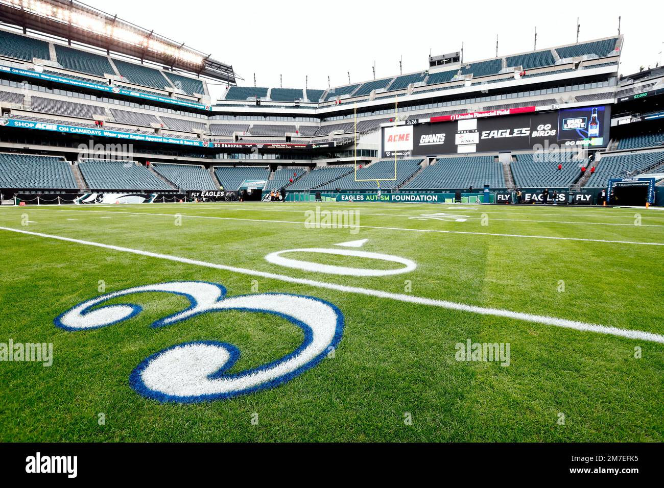 The three on the 30 yard-line at Lincoln Financial Field is framed