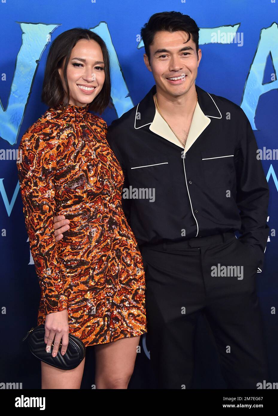 Liv Lo Golding, left, and Henry Golding arrive at the U.S.premiere of