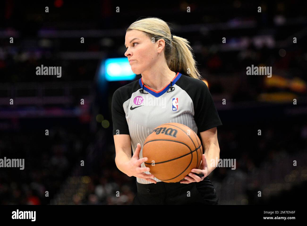 NBA referee Jenna Schroeder (84) in action during the first half of an