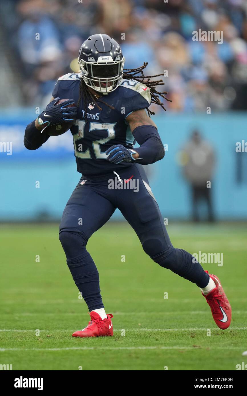 Derrick Henry of the Tennessee Titans rushes in the first half of an