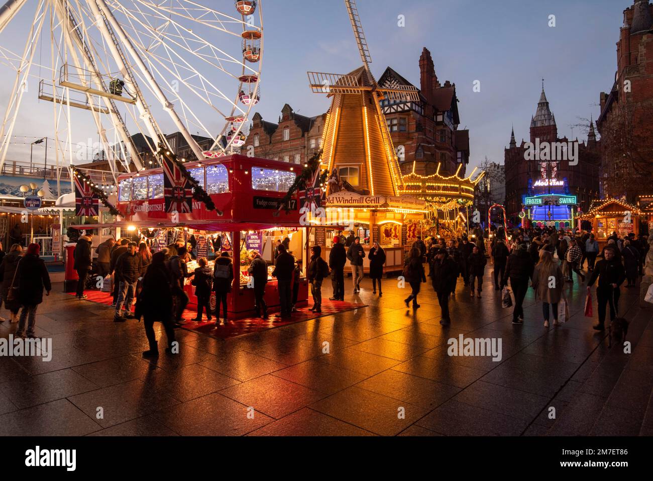 Sunset blue hour at the Winter Wonderland in Nottingham City