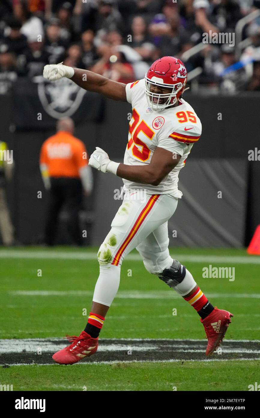 Kansas City Chiefs defensive tackle Chris Jones (95) celebrates against