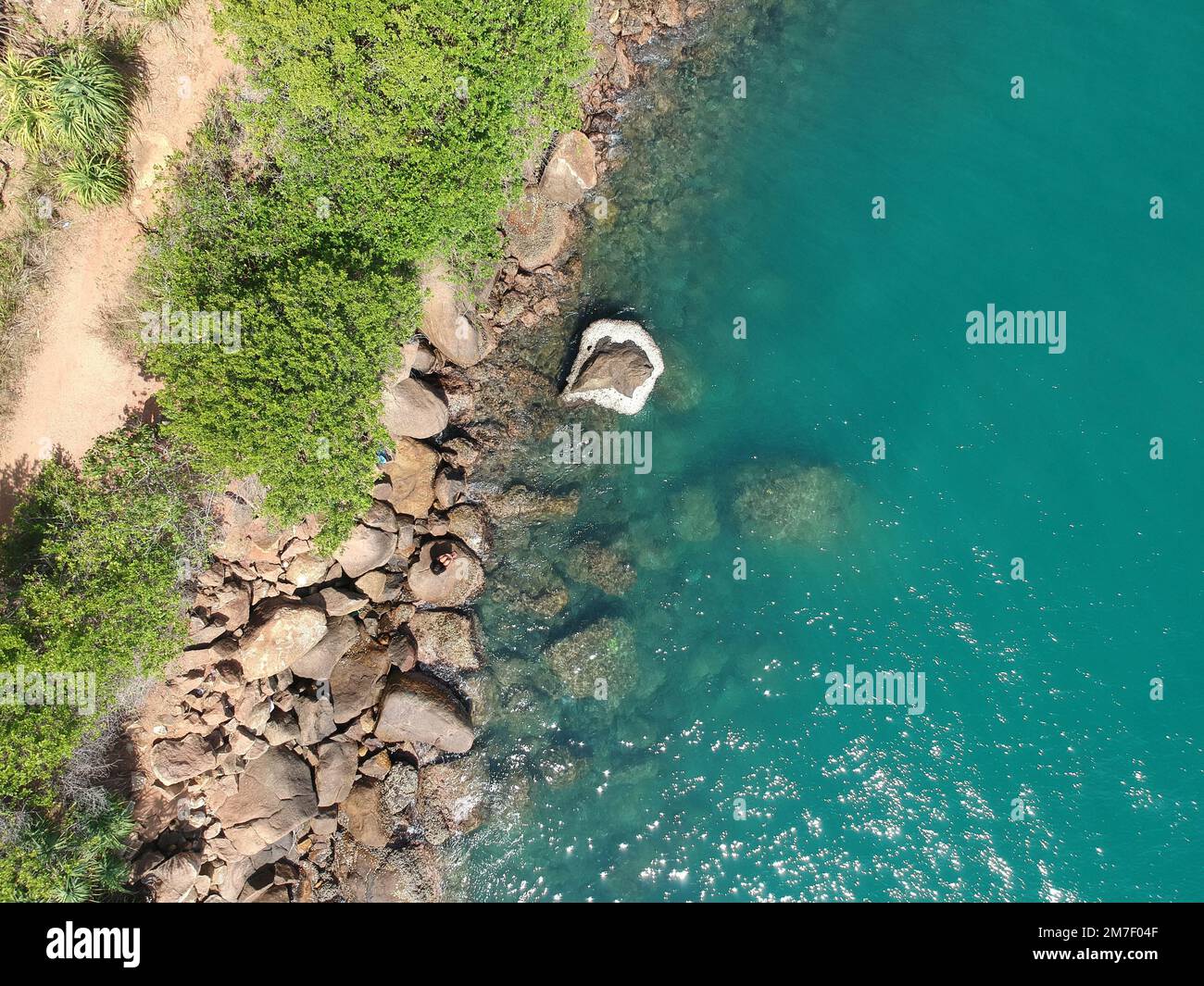 Drone aerial over tropical island hi-res stock photography and images ...