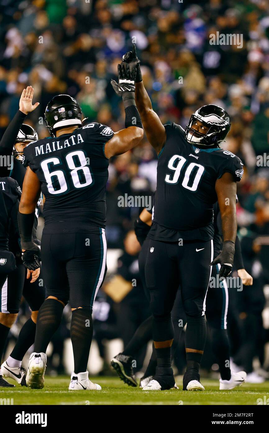 Philadelphia Eagles defensive tackle Jordan Davis (90) walks off