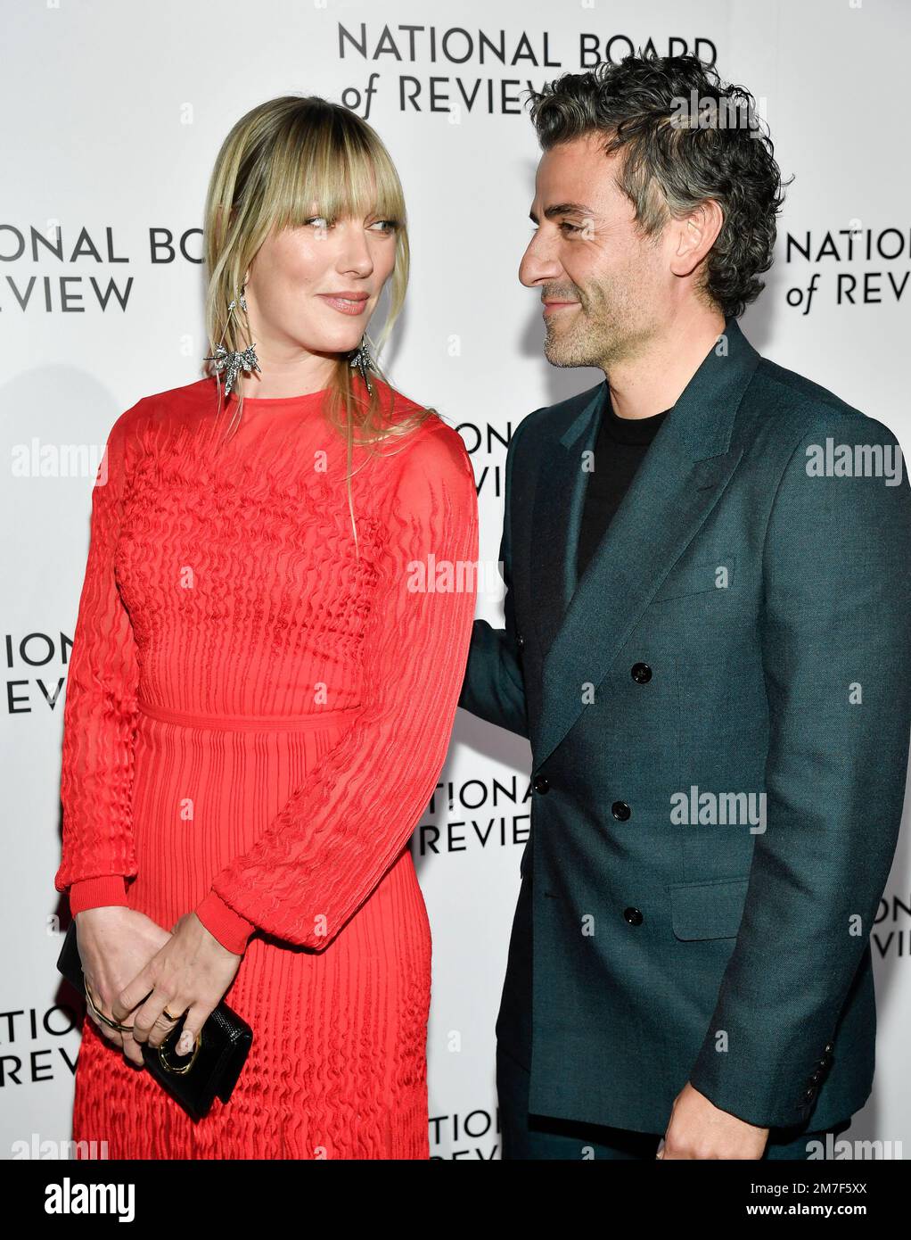 Elvira Lind, left, and Oscar Isaac attend the National Board of Review