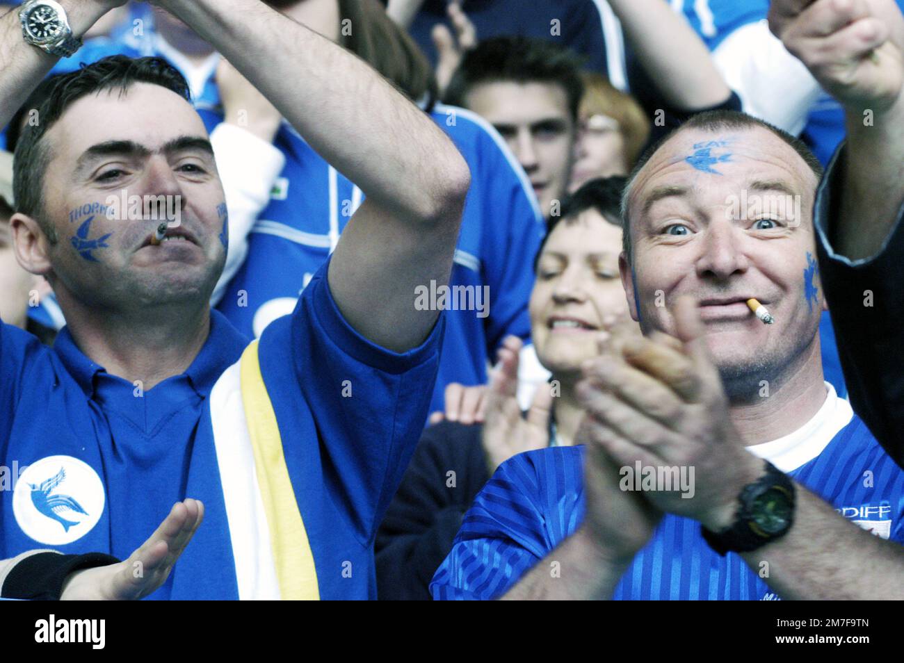 Cardiff fans at Division Two playoff between Cardiff and QPR at the ...
