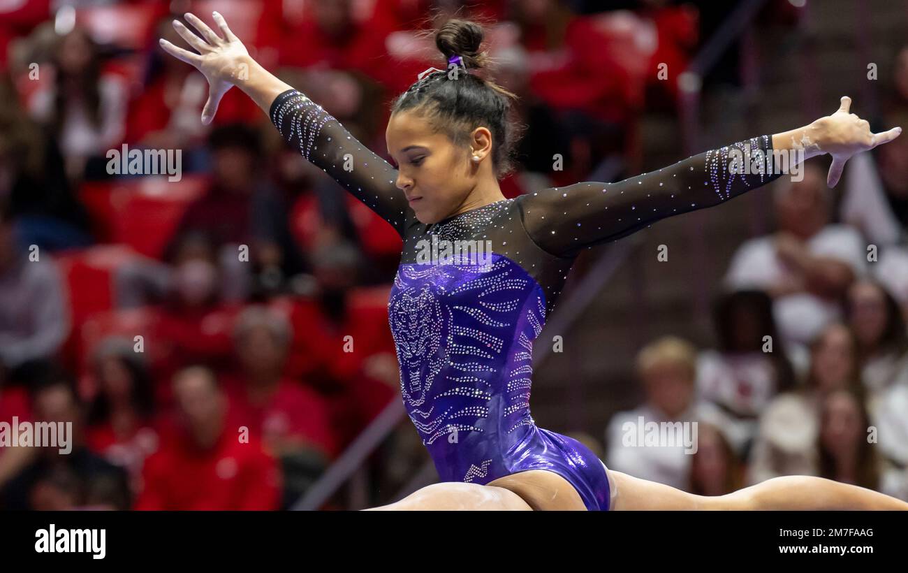 LSU gymnast Haleigh Bryant performs her beam routine during an NCAA ...