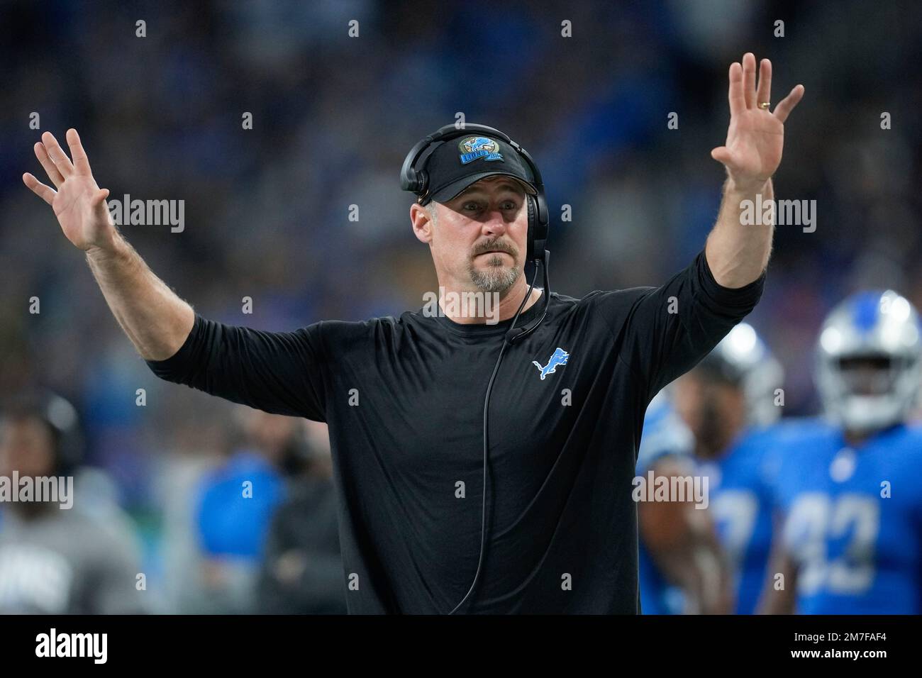 Detroit Lions head coach Dan Campbell watches against the Minnesota