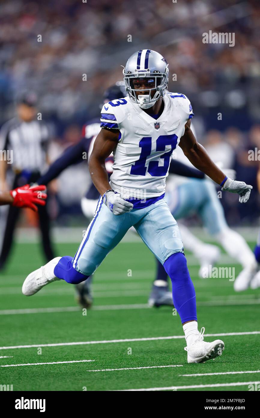Dallas Cowboys wide receiver Michael Gallup (13) is seen during the first  half of an NFL football game against the Houston Texans, Sunday, Dec. 11,  2022, in Arlington, Texas. Dallas won 27-23. (