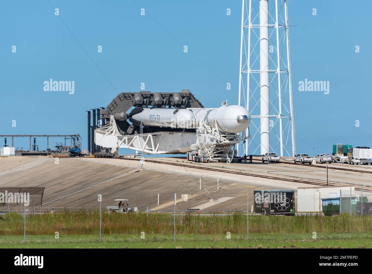 SpaceX USSF-44 Falcon Heavy Stock Photo