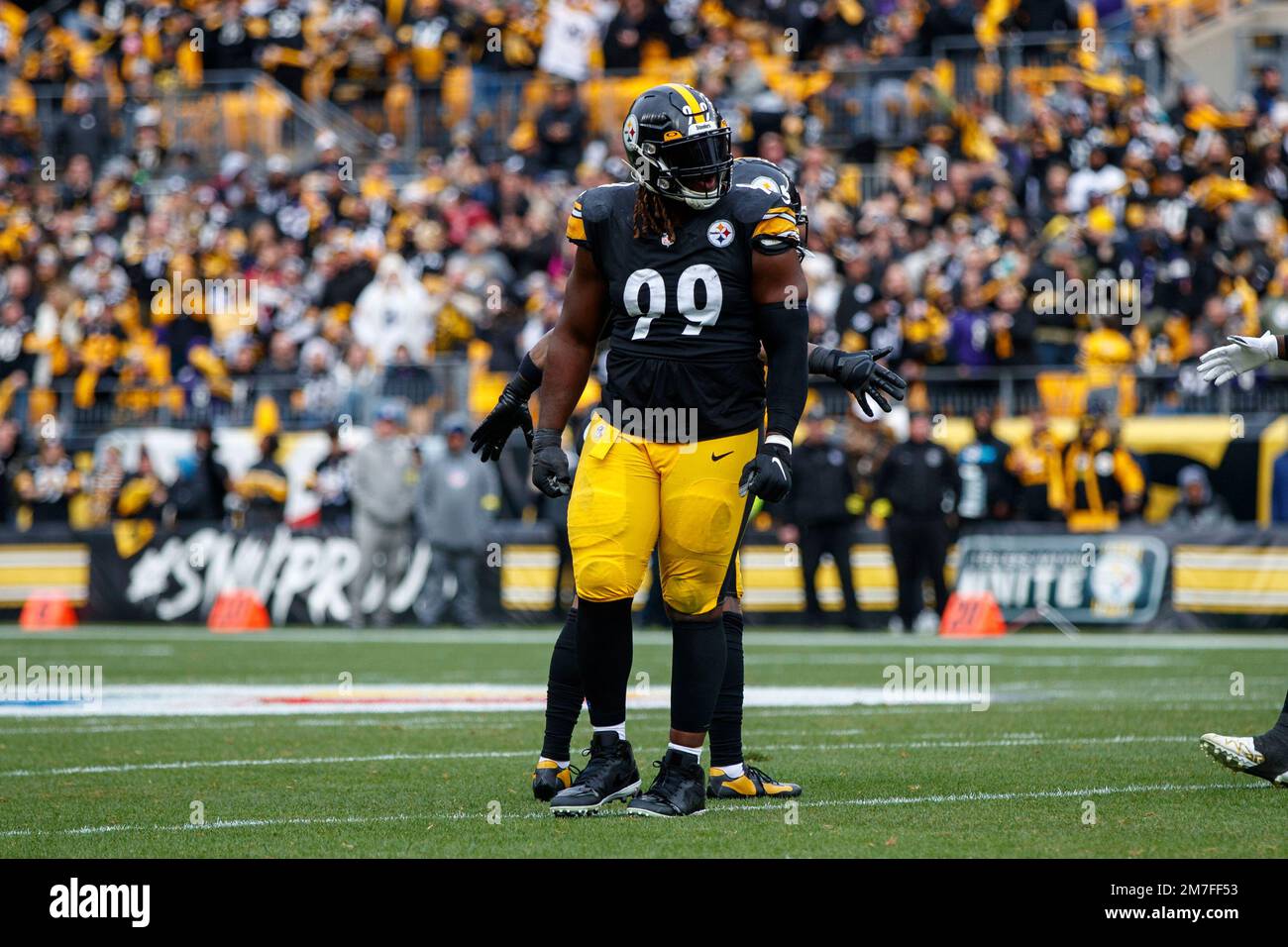 Pittsburgh Steelers defensive tackle Larry Ogunjobi (99) lines up before a  play during an NFL football game, Sunday, Sept. 18, 2022, in Pittsburgh,  PA. (AP Photo/Matt Durisko Stock Photo - Alamy